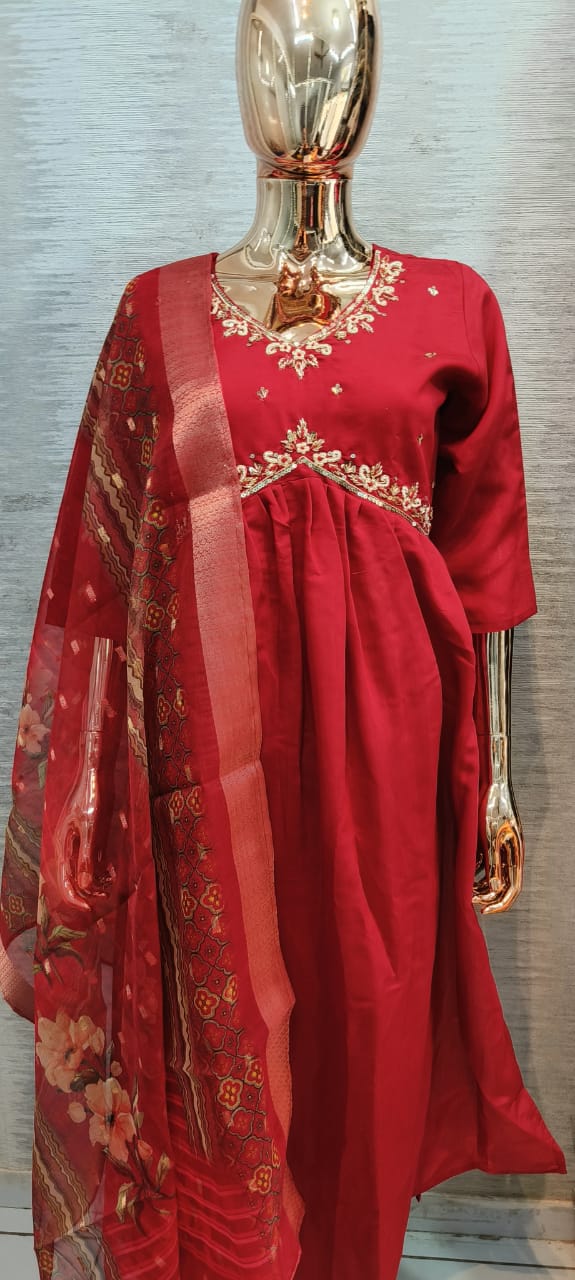 Virat Roman Silk Kurti With Bottom Dupatta catalog